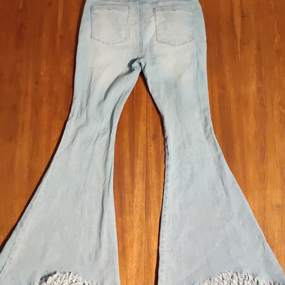 Banjul Boho Bell Bottom Distressed Womens Jeans L - Picture 8 of 11